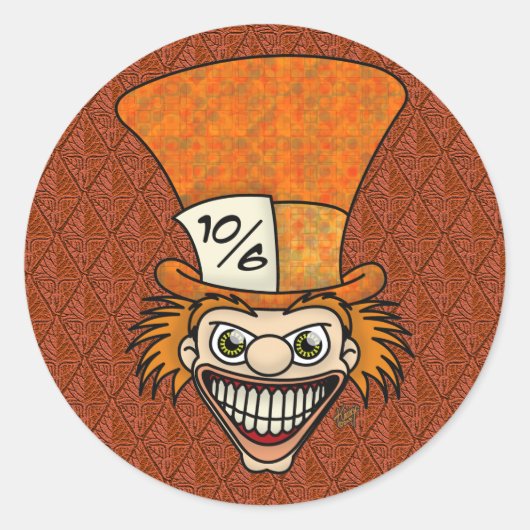 Mad Hatter Stickers Orange BG (Vorderseite)