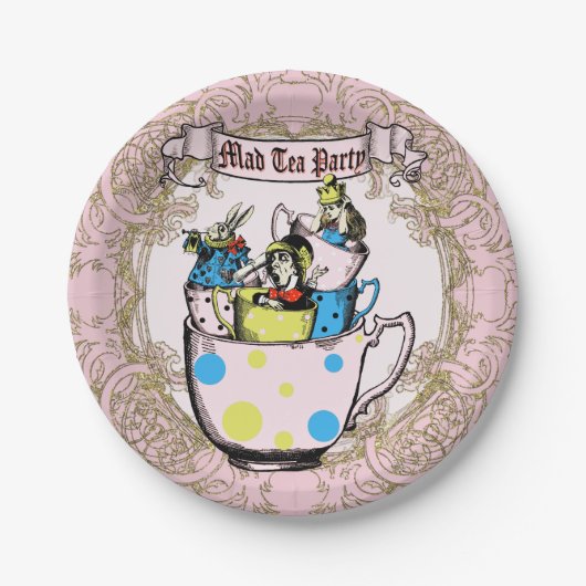 Mad Hatter Tea Party Alice im Wunderland Pappteller (Vorderseite)