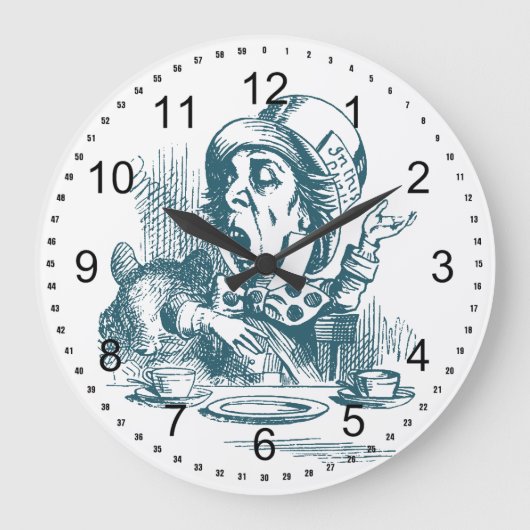 Mad Hatter Tea Party Große Wanduhr (Vorderseite)