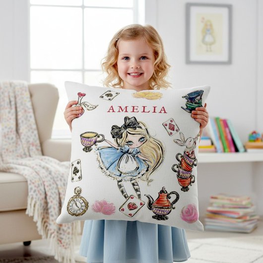 Mad Hatter Tea Time Cartoon Character Pillow Kissen