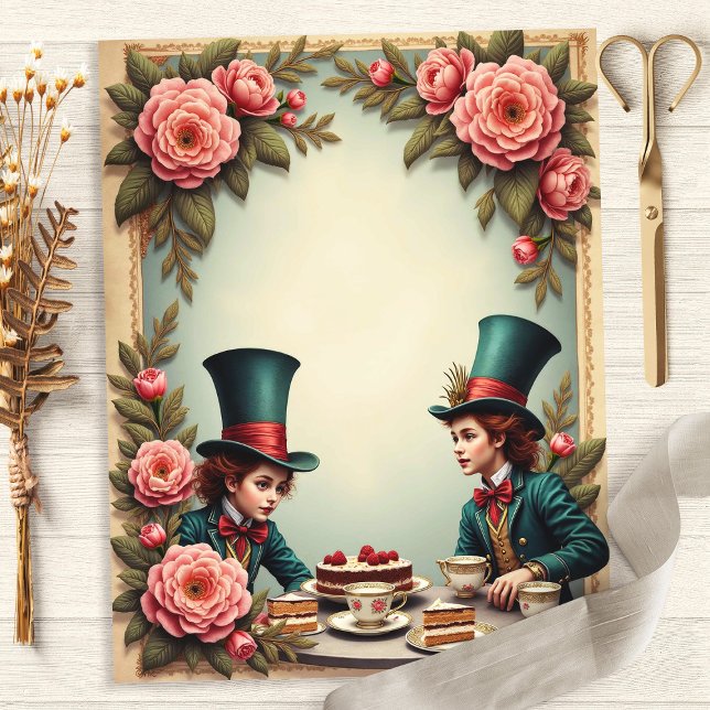 Mad Hatter Tee Party Rose Scrapbook Paper (Von Creator hochgeladen)