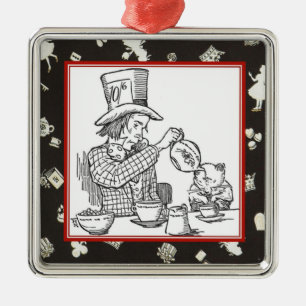 Mad Hatter und Dormouse Silbernes Ornament