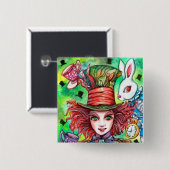 Mad Hatter und Rabbit Button (Vorne & Hinten)