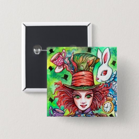 Mad Hatter und Rabbit Button (Vorne & Hinten)