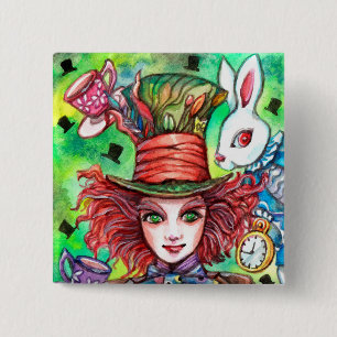 Mad Hatter und Rabbit Button