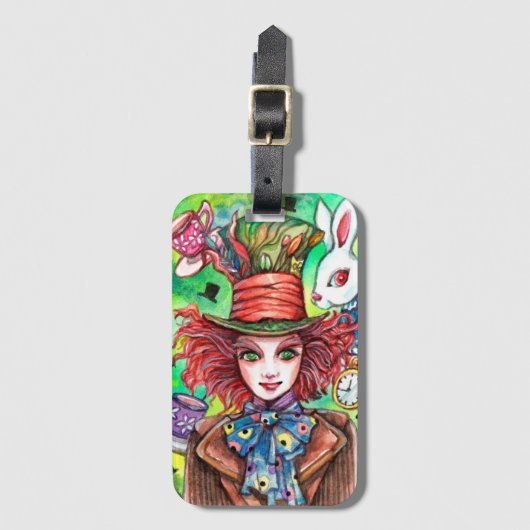 Mad Hatter und Rabbit Gepäckanhänger (Vorderseite Vertikal)