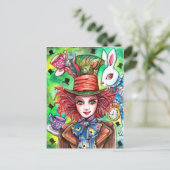 Mad Hatter und Rabbit Postkarte (Stehend Vorderseite)