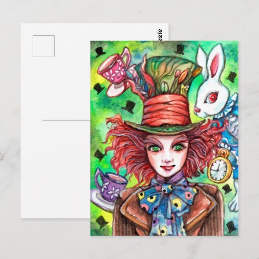 Mad Hatter und Rabbit Postkarte (Vorne/Hinten)