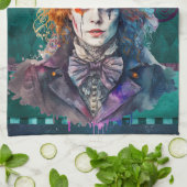 Mad Hatter Watercolor-Portrait Geschirrtuch (Gefaltet)