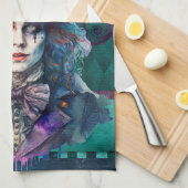 Mad Hatter Watercolor-Portrait Geschirrtuch (Viertel Falte)