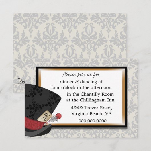 Mad Hatter Wedding Reception Card Einladung (Vorne/Hinten)