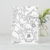 Mad hatter weiße Kaninchen Türmchenfarbe Seite Einladung (Stehend Vorderseite)