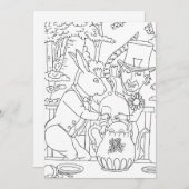 Mad hatter weiße Kaninchen Türmchenfarbe Seite Einladung (Vorne/Hinten)