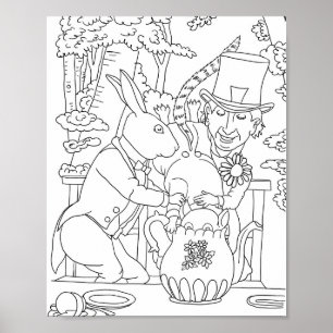Mad hatter weiße Kaninchen Türmchenfarbe Seite Poster