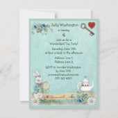 Mad Hatter Wonderland Birthday Tee Party Einladung (Rückseite)