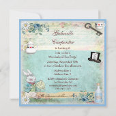 Mad Hatter Wonderland Birthday Tee Party Einladung (Rückseite)