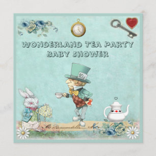 Mad Hatter Wonderland Tea Party Babydusche Einladung