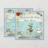 Mad Hatter Wonderland Tea Party Babydusche Einladung (Vorne/Hinten)