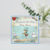 Mad Hatter Wonderland Tea Party Babydusche Einladung (Stehend Vorderseite)