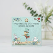 Mad Hatter Wonderland Tee Party Brautparty Einladung (Stehend Vorderseite)