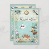 Mad Hatter Wonderland Tee Party Vielen Dank Dankeskarte (Vorne/Hinten)