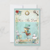 Mad Hatter Wonderland Wedding rettet das Datum Save The Date (Vorderseite)