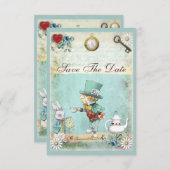 Mad Hatter Wonderland Wedding rettet das Datum Save The Date (Vorne/Hinten)