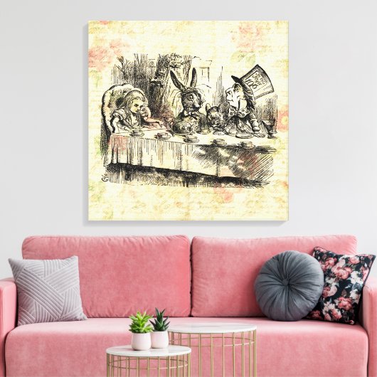 Mad Hatters Tea Party Alice im Wunderland Art Leinwanddruck (Insitu (Wohnzimmer))