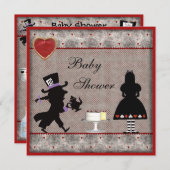 Mad Hatter's Tea Party Baby Dusche lädt ein Einladung (Vorne/Hinten)