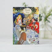 Mad Hatters Tea Party Babydusche Vielen Dank Einladung (Stehend Vorderseite)