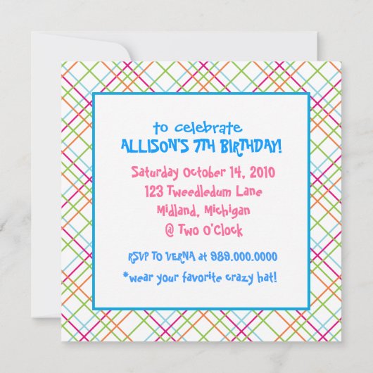 Mad Hatters Tea-Party Einladungen (Rückseite)