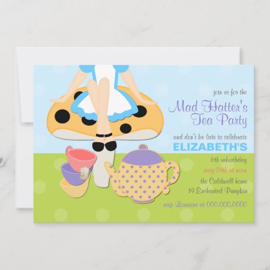 Mad Hatters Tea Party Geburtstagseinladung Einladung (Vorderseite)