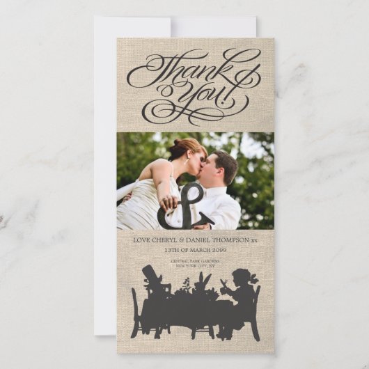 Mad Hatters Tea Party Hochzeit Danke Foto Card (Vorderseite)