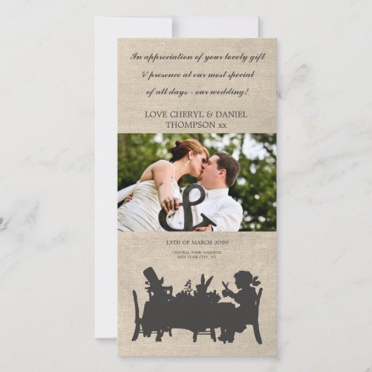 Mad Hatters Tea Party Hochzeit Danke Foto Card (Vorderseite)