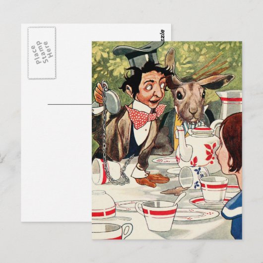 Mad Hatters Tea-Party Postkarte (Vorne/Hinten)