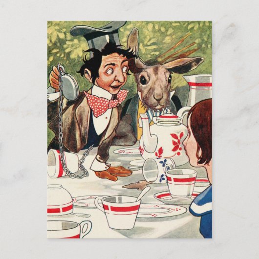 Mad Hatters Tea-Party Postkarte (Vorderseite)