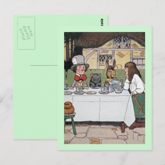 Mad Hatters Tea-Party Postkarte (Vorne/Hinten)
