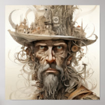 Mad Hatters Whimsy: Porträt des eczentrischen Hute