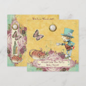 Mad Hatter's Wonderland Tea Party Babydusche Einladung (Vorne/Hinten)