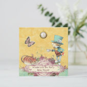 Mad Hatter's Wonderland Tea Party Babydusche Einladung (Stehend Vorderseite)