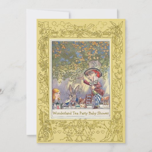 Mad Hatter's Wonderland Tea Party Babydusche Einladung (Vorderseite)