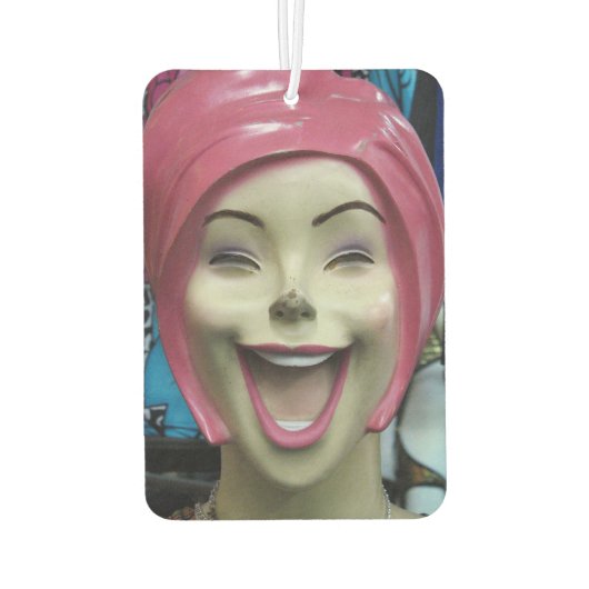 Mad Laughing Mannequin ~ Uncanny Valley Girl Autolufterfrischer (Rückseite)
