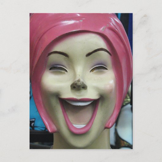 Mad Laughing Mannequin ~ Uncanny Valley Girl Postkarte (Vorderseite)