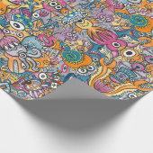 Mad Monster und Roboter in einer verrückten Mensch Geschenkpapier (Ecke)