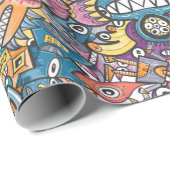 Mad Monster und Roboter in einer verrückten Mensch Geschenkpapier (Rolleneckpunkt)