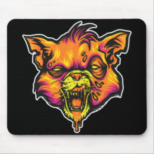 Mad Rabid Cat Illustration Mousepad