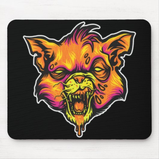 Mad Rabid Cat Illustration Mousepad (Vorne)