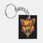 Mad Rabid Cat Illustration Schlüsselanhänger (Vorderseite links)