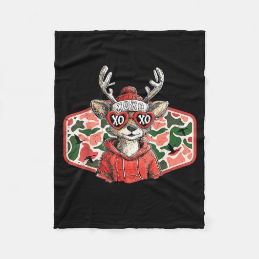 Mad Retro Love For My Mama Camo Deer Hunting Valen Fleecedecke (Vorderseite)