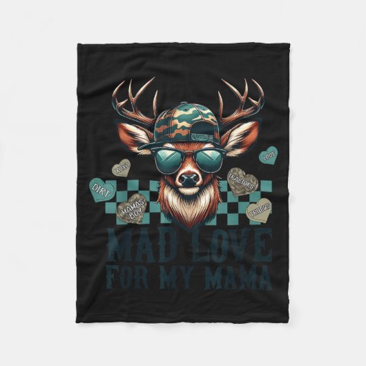 Mad Retro Love For My Mama Camo Deer Hunting Valen Fleecedecke (Vorderseite)
